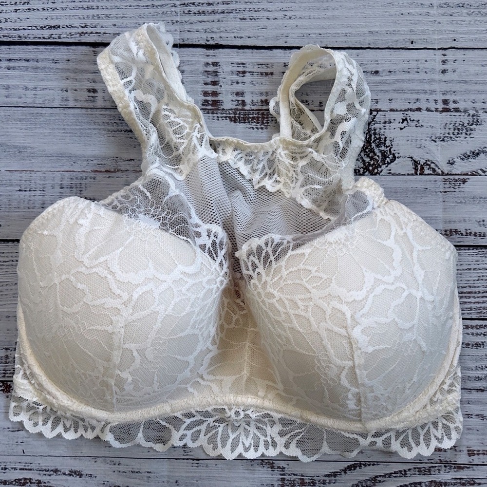 Victoria's Secret PINK Lace Bralette Bra Cream DD Medium